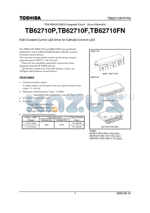 TB62710F datasheet - 8-Bit Constant-Current LED Driver for Cathode Common LED