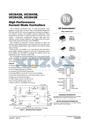 UC2843BDR2 datasheet - HIGH PERFORMANCE CURRENT MODE CONTROLLERS