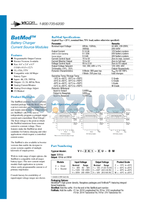 VI-234-CU-BM datasheet - Battery Charger Current Source Modules