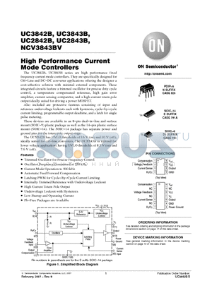 UC2843BNG datasheet - High Performance Current Mode Controllers