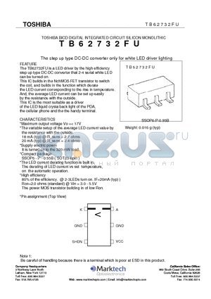 TB62732FU datasheet - The step up type DC-DC converter only for white LED driver lighting