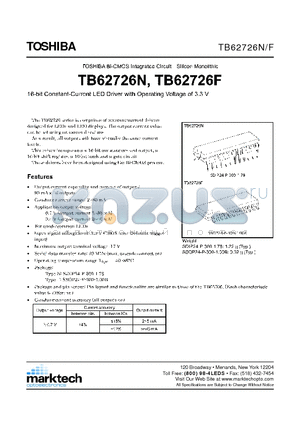 TB62726F datasheet - 16 BIT CONSTANT CURRENT LED DRIVER WITH OPERATING VOLTAGE OF 3.3 V