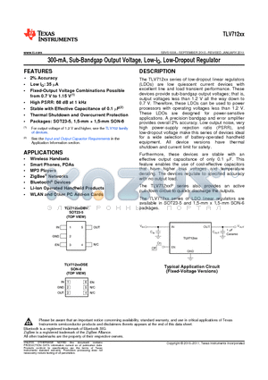 TLV71209DBVT datasheet - 300-mA, Sub-Bandgap Output Voltage, Low-IQ, Low-Dropout Regulator