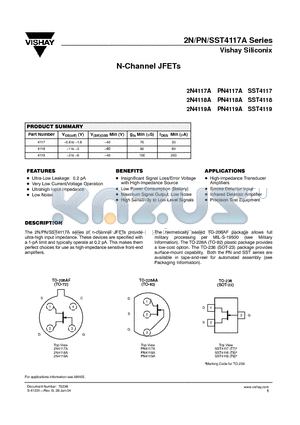 SST4117 datasheet - N-Channel JFETs