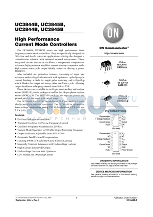 UC2844BDR2 datasheet - HIGH PERFORMANCE CURRENT MODE CONTROLLERS