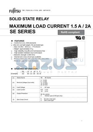SE-5A02C datasheet - SOLID STATE RELAY MAXIMUM LOAD CURRENT 1.5 A / 2A