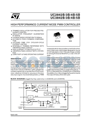 UC2845B datasheet - HIGH PERFORMANCE CURRENT MODE PWM CONTROLLER