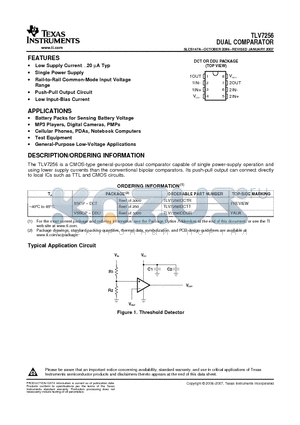 TLV7256IDCTT datasheet - DUAL COMPARATOR