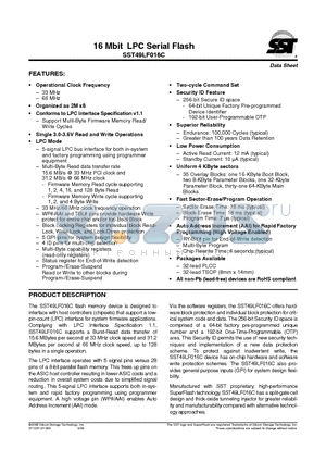 SST49LF016C-33-4C-NHE datasheet - 16 Mbit LPC Serial Flash