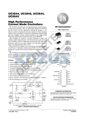 UC2845DR2G datasheet - High Performance Current Mode Controllers