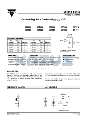 SST505 datasheet - Current Regulator Diodes-POV(min) 45 V