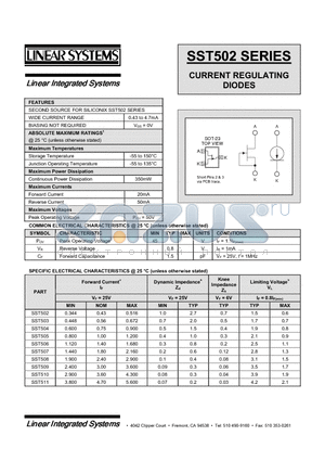 SST506 datasheet - CURRENT REGULATING DIODES