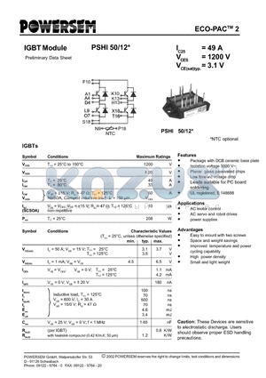 PSHI50-12 datasheet - IGBT Module