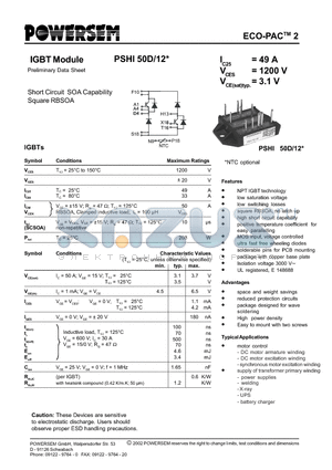 PSHI50D-12 datasheet - IGBT Module