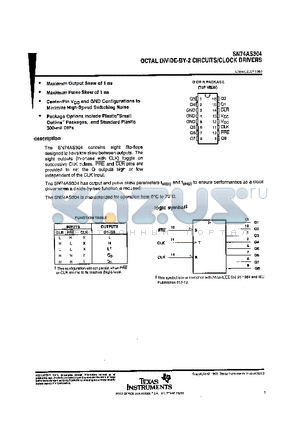 SN74AS304 datasheet - OCTAL DIVIDE-BY-2 CIRCUITS/CLOCK DRIVERS