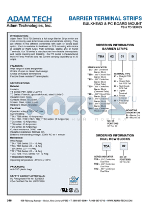 TBA0301M datasheet - 1BARRIER TERMINAL STRIPS