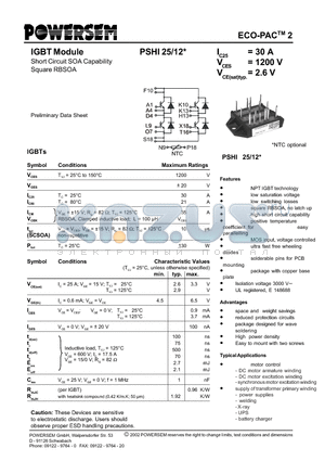 PSHI25-12 datasheet - IGBT Module