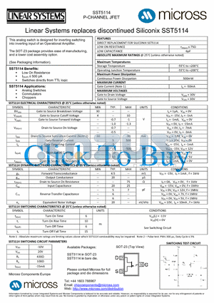 SST5114_SOT-23 datasheet - P-CHANNEL JFET