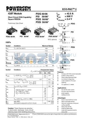 PSI50/06 datasheet - IGBT Module