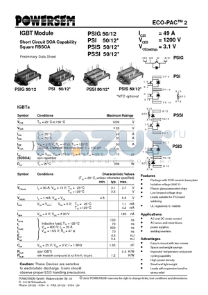 PSI50/12 datasheet - IGBT Module