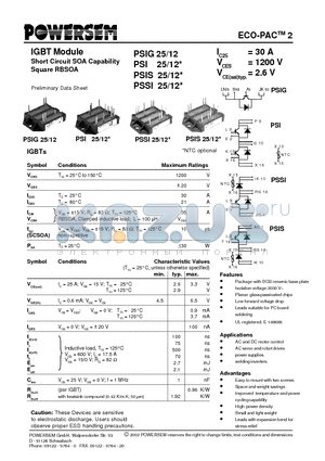 PSIG25-12 datasheet - IGBT Module