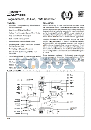 UC2851 datasheet - Programmable, Off-Line, PWM Controller