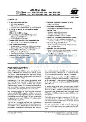 SST58LD032-70-C-P1H datasheet - ATA-Disk Chip