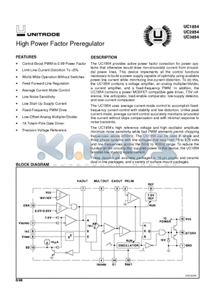 UC2854NG4 datasheet - High Power Factor Preregulator