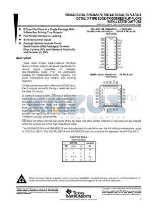 SN74AS374 datasheet - OCTAL D-TYPE EDGE-TRIGGERED FLIP-FLOPS WITH 3-STATE OUTPUTS