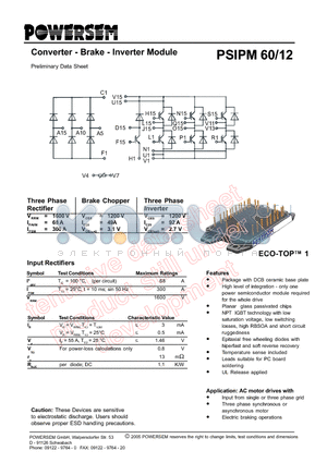 PSIPM60-12 datasheet - Converter - Brake - Inverter Module