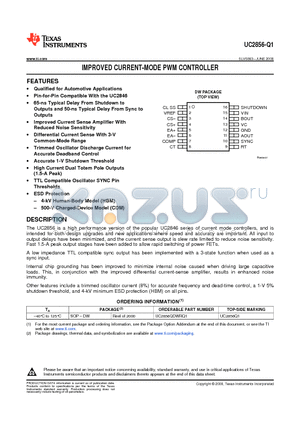 UC2856-Q1 datasheet - IMPROVED CURRENT-MODE PWM CONTROLLER