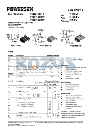 PSIS160/12 datasheet - IGBT Module