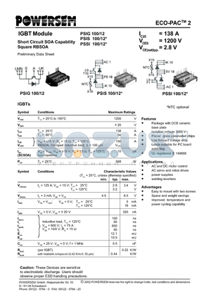 PSIS100/12 datasheet - IGBT Module