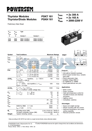 PSKH161 datasheet - Thyristor/Diode Modules