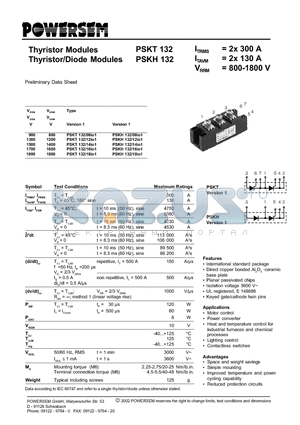 PSKT132 datasheet - Thyristor/Diode Modules