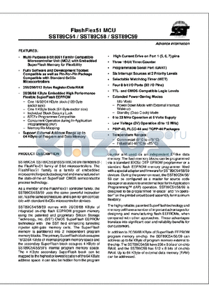 SST89C54-33-AC-PI datasheet - FlashFlex51 MCU