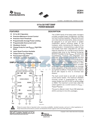 UC2914 datasheet - 5-V TO 35-V HOT SWAP POWER MANAGER
