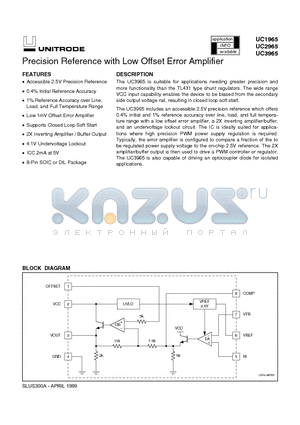 UC2965 datasheet - Precision Reference with Low Offset Error Amplifier