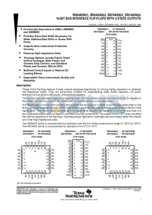 SN74AS821 datasheet - 10-BIT BUS INTERFACE FLIP-FLOPS WITH 3-STATE OUTPUTS