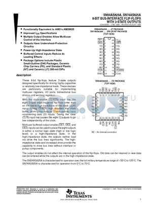 SN74AS825ANT datasheet - 8-BIT BUS-INTERFACE FLIP-FLOPS WITH 3-STATE OUTPUTS