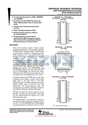 SN74AS823ANT datasheet - 9-BIT BUS-INTERFACE FLIP-FLOPS WITH 3-STATE OUTPUTS