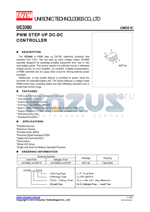 UC3380G-XX-AF5-R datasheet - PWM STEP UP DC-DC CONTROLLER