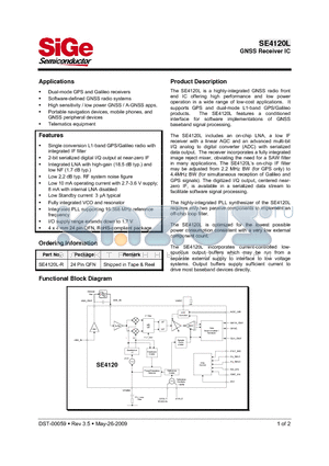 SE4120L-R datasheet - GNSS Receiver IC