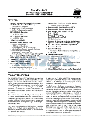 SST89E516RD2-40-I-TQJE datasheet - FlashFlex MCU