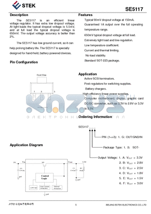 SE5117 datasheet - Efficient linear voltage regulator