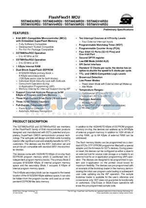 SST89E52RD2-33-C-TQJ datasheet - FlashFlex51 MCU