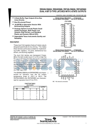 SN74AS880 datasheet - DUAL 4-BIT D-TYPE LATCHES WITH 3-STATE OUTPUTS