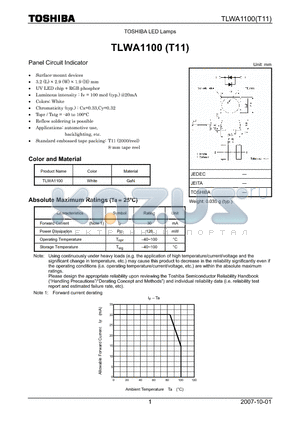 TLWA1100 datasheet - Panel Circuit Indicator