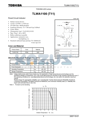 TLWA1100T11 datasheet - Panel Circuit Indicator