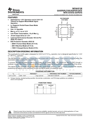 SN74AUC126 datasheet - QUADRUPLE BUS BUFFER GATE WITH 3-STATE OUTPUTS
